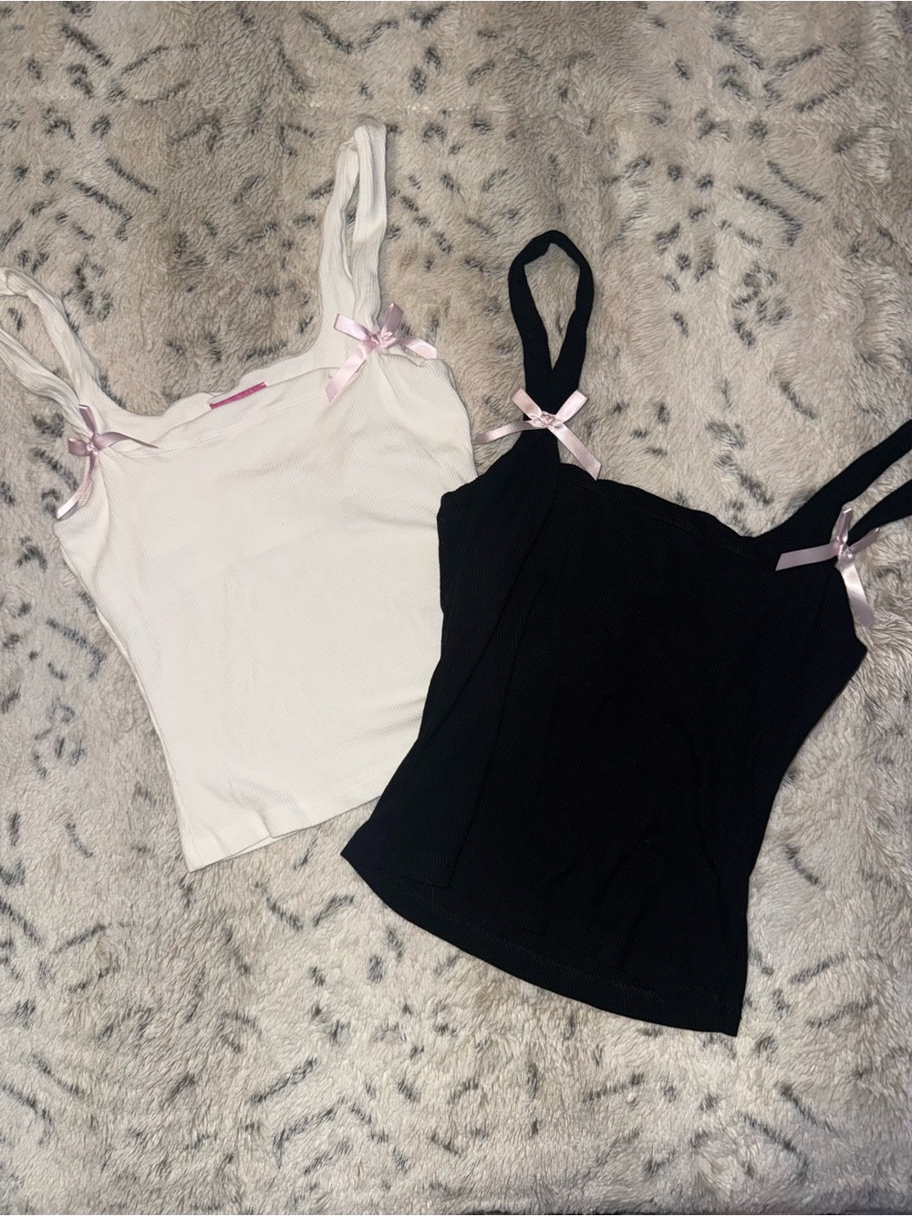 Bundle of two edikted tank tops with bows- Black and White